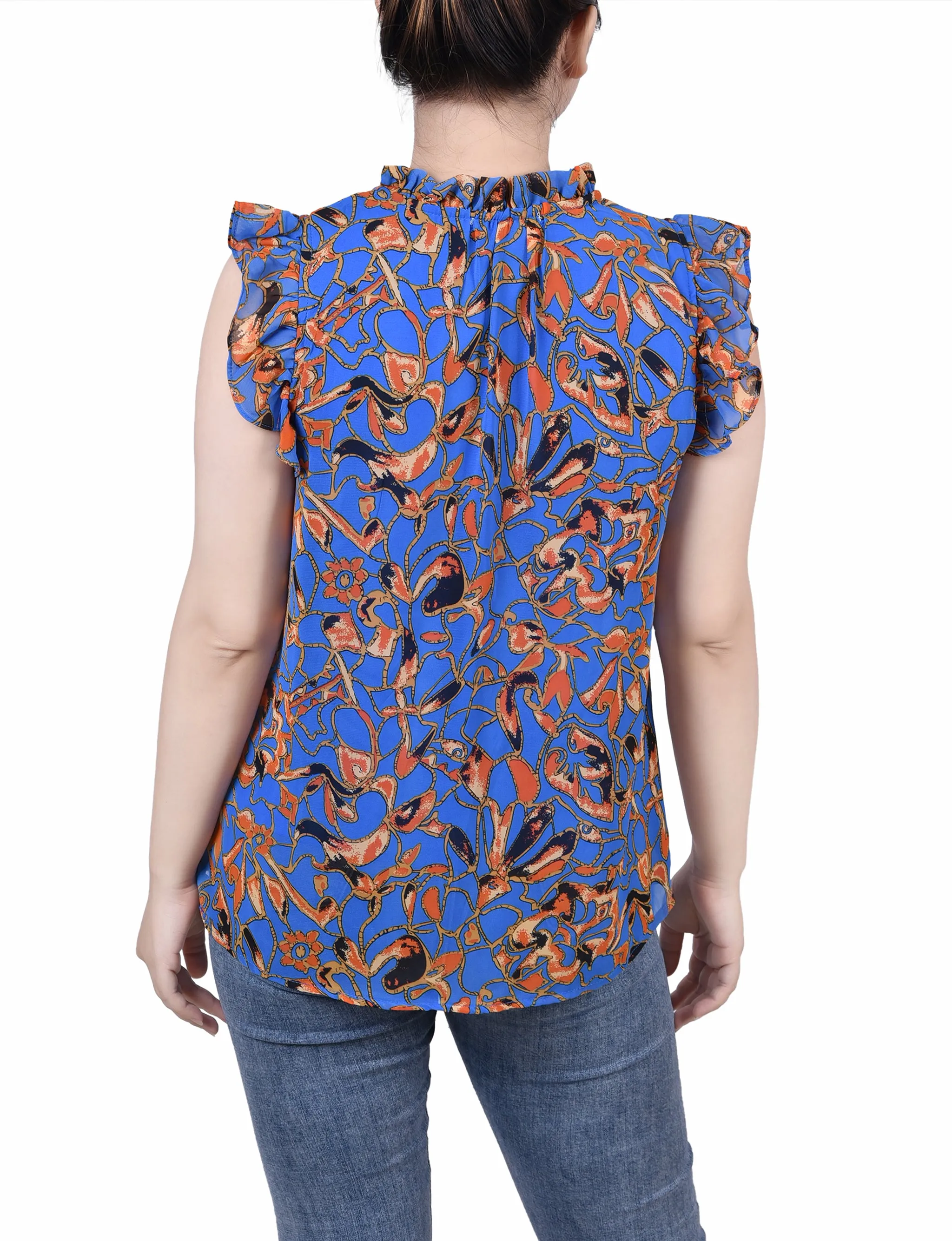 Blouse à manches froncées avec fermeture à nouer