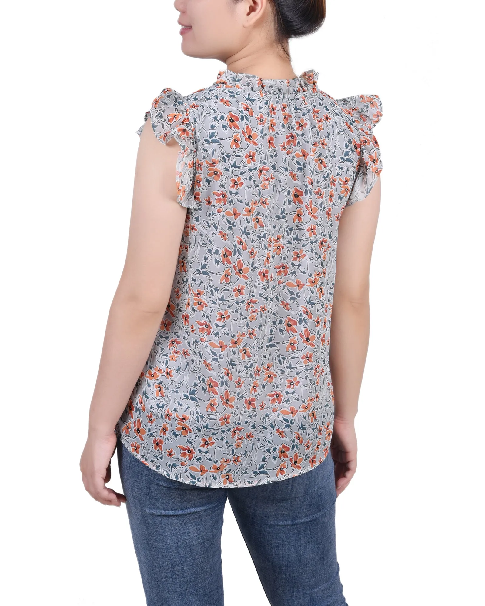 Blouse à manches froncées avec fermeture à nouer