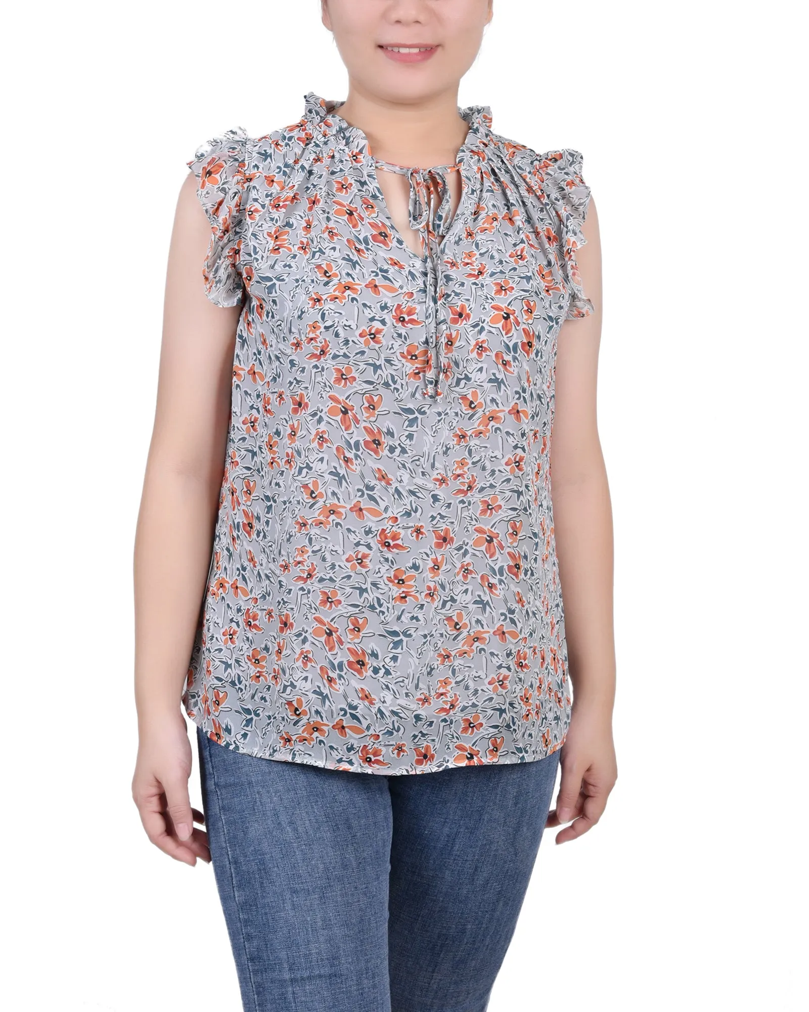 Blouse à manches froncées avec fermeture à nouer