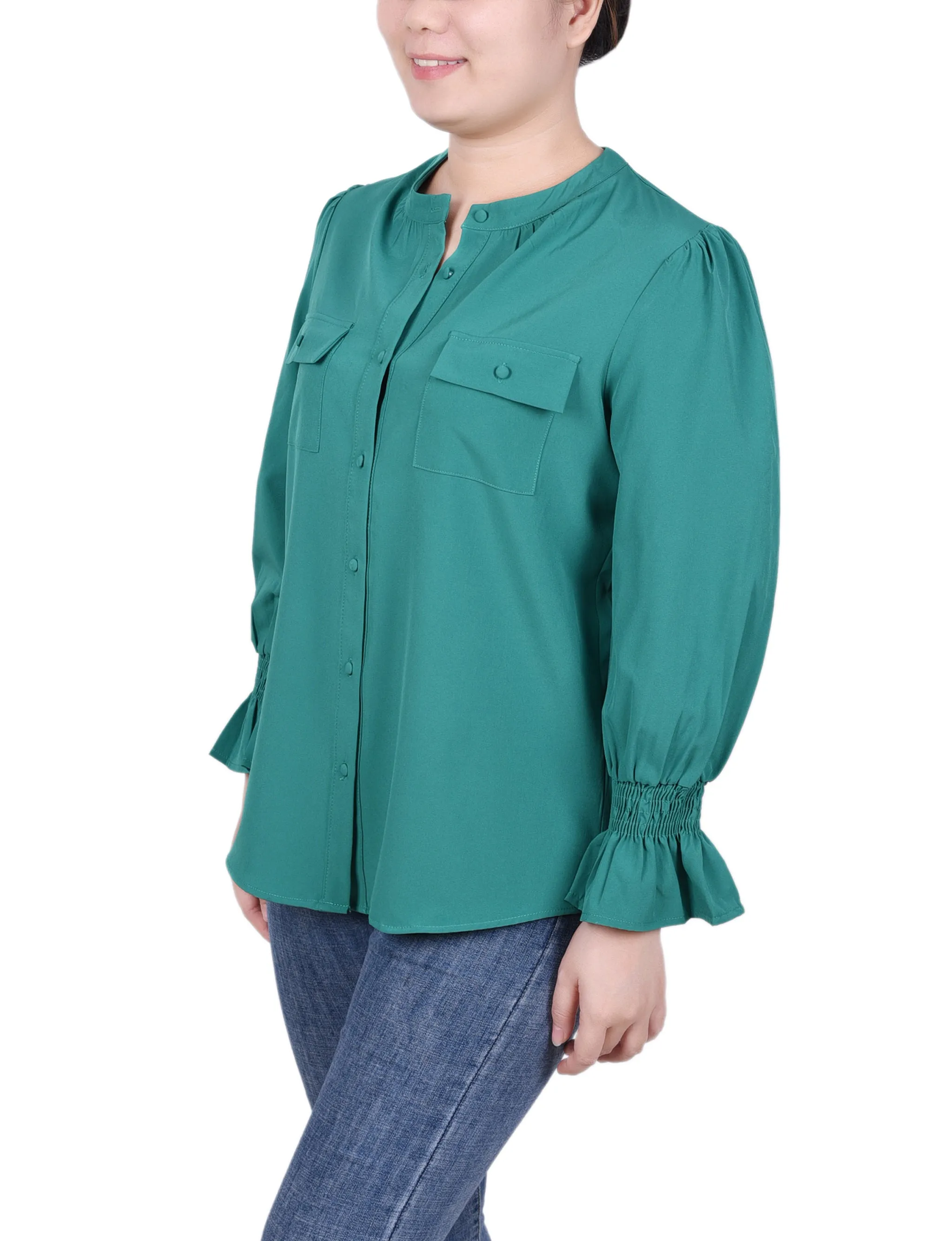 Blouse à poignets froncés Petite