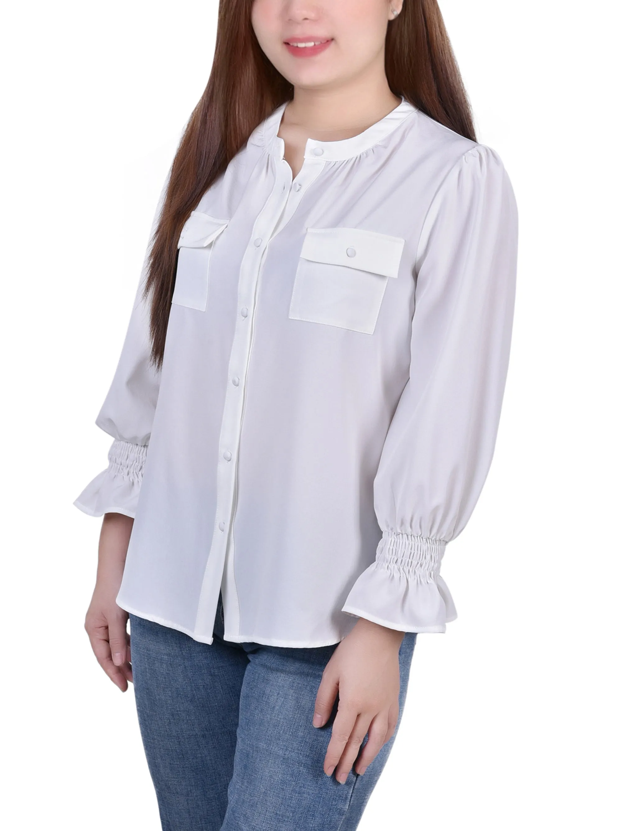 Blouse à poignets froncés Petite