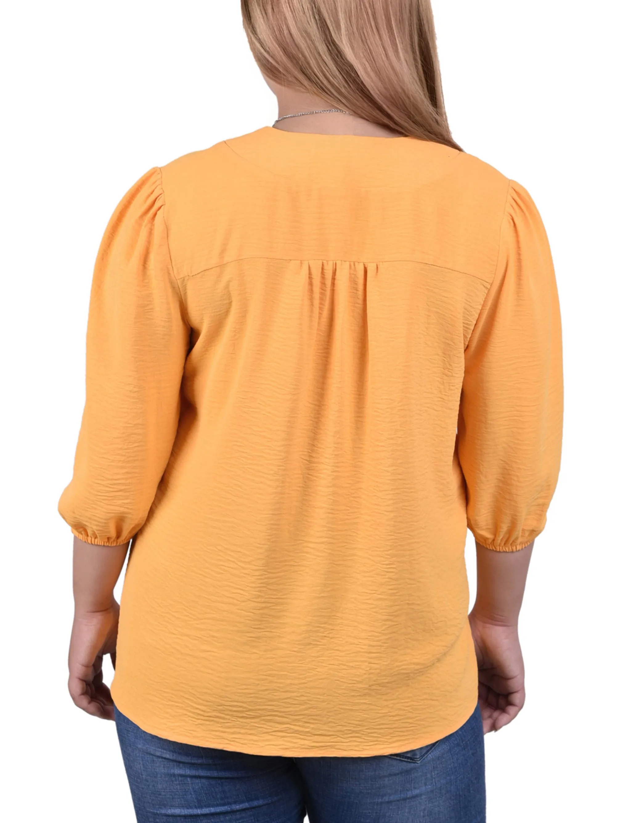 Blouse Femme Grande Taille Manches Ballon 3/4 Avec Collier Amovible