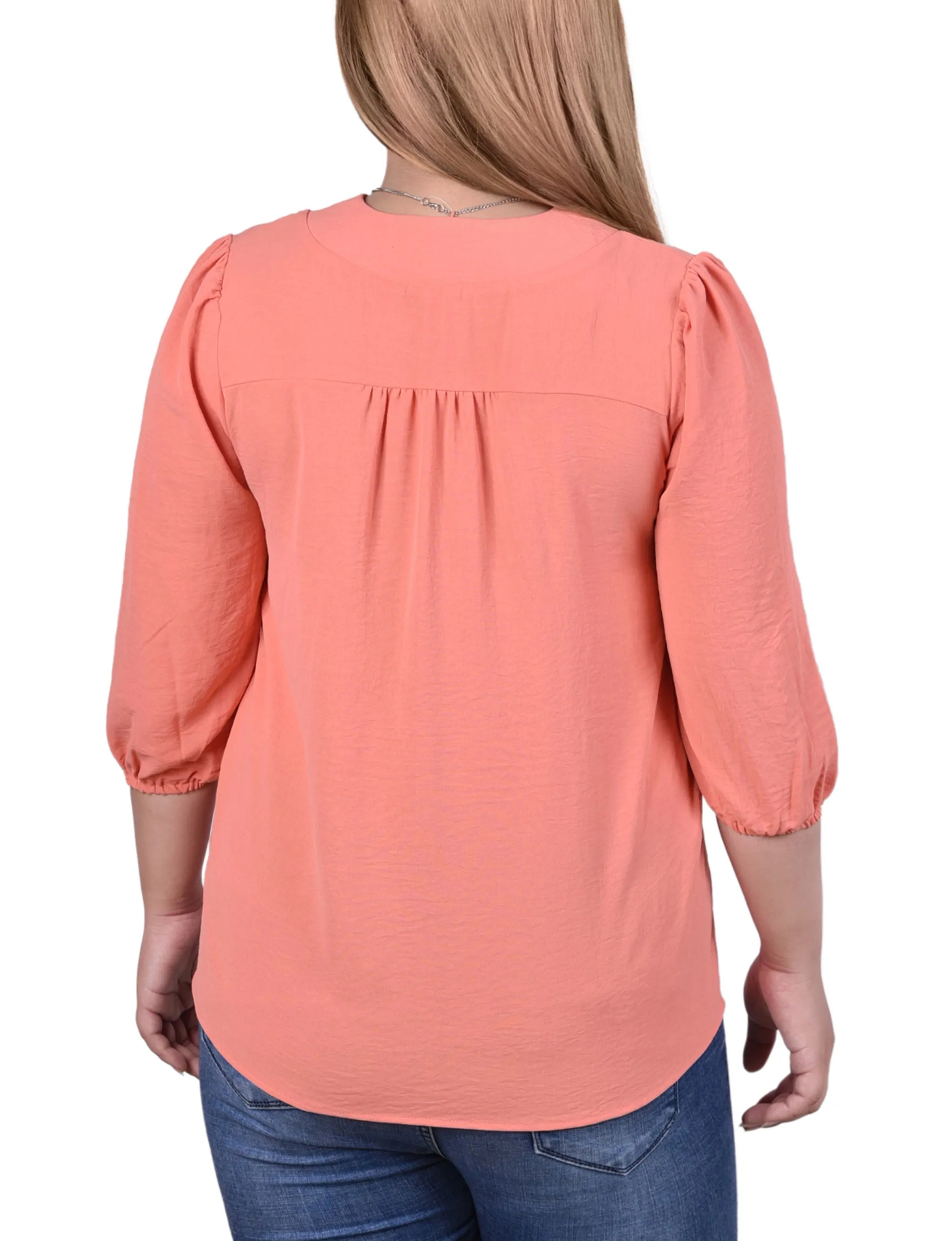 Blouse Femme Grande Taille Manches Ballon 3/4 Avec Collier Amovible