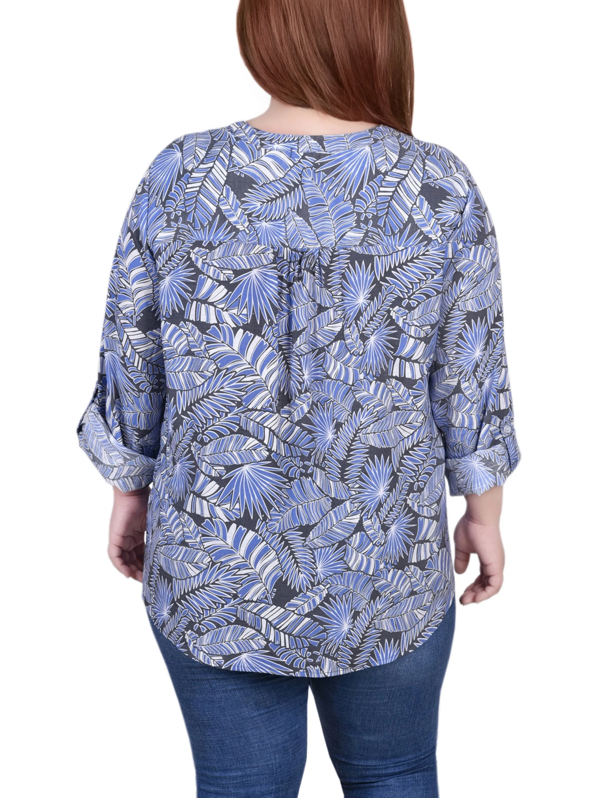 Blouse à manches 3/4 taille plus avec ourlet roulé