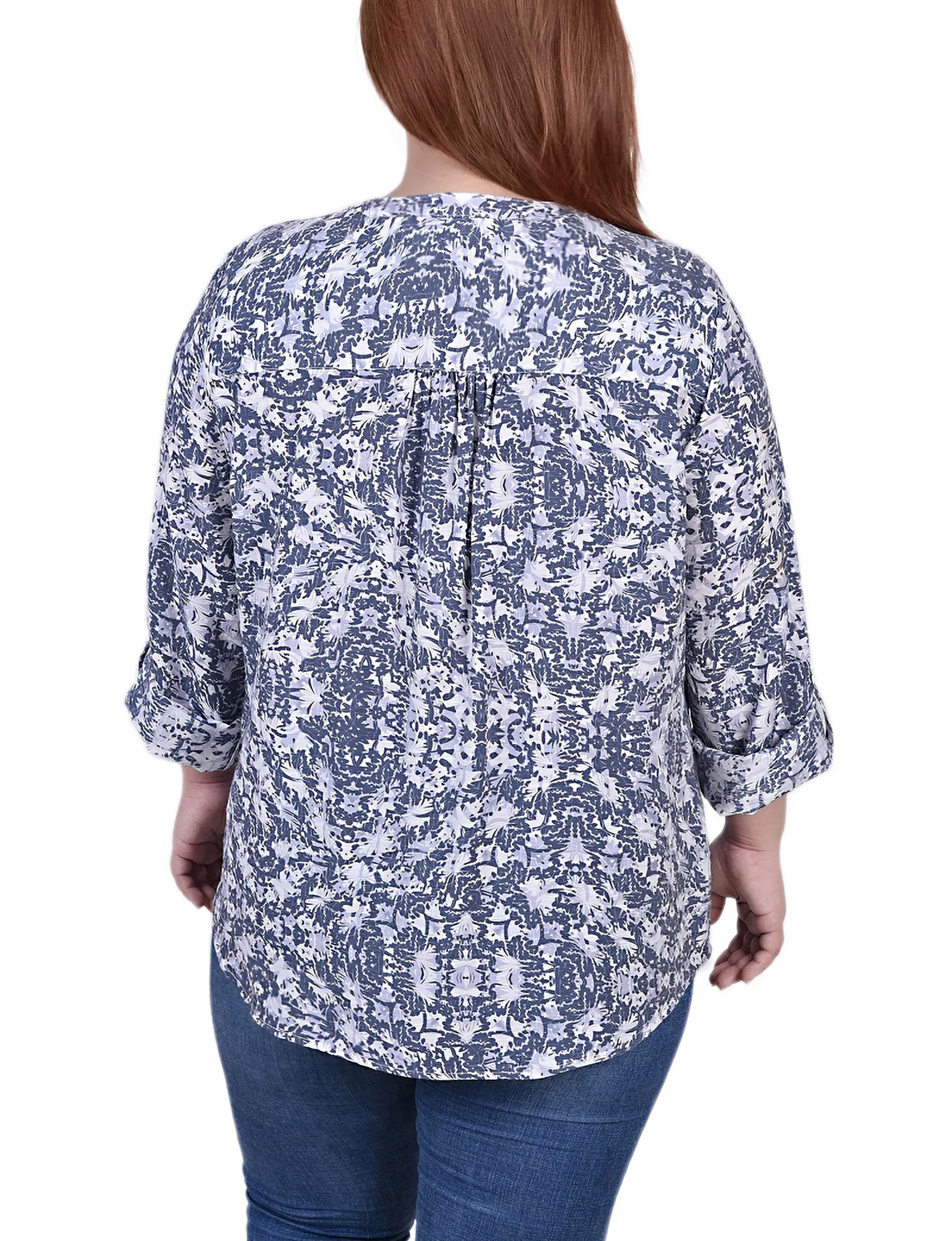 Blouse à manches 3/4 taille plus avec ourlet roulé