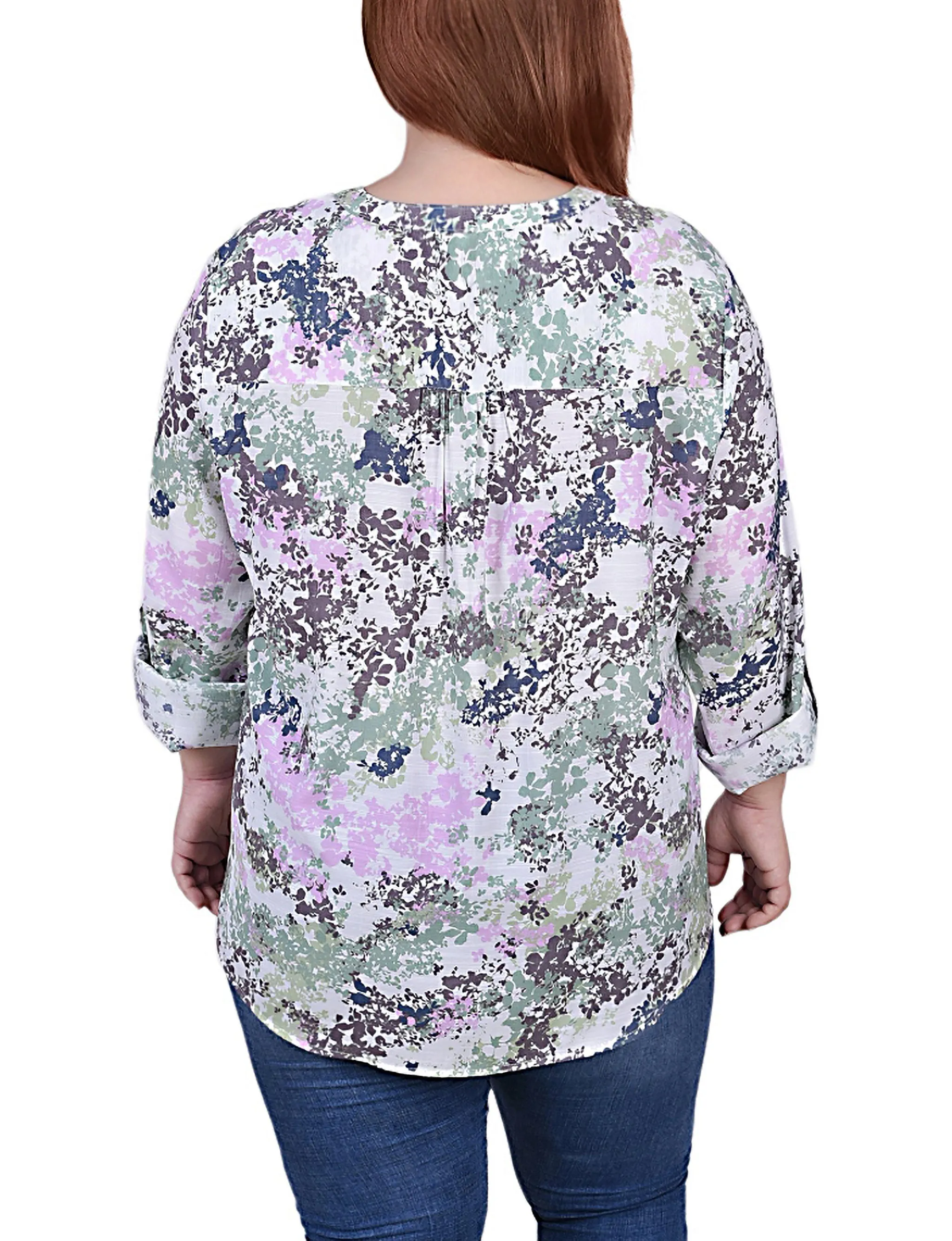 Blouse à manches 3/4 taille plus avec ourlet roulé