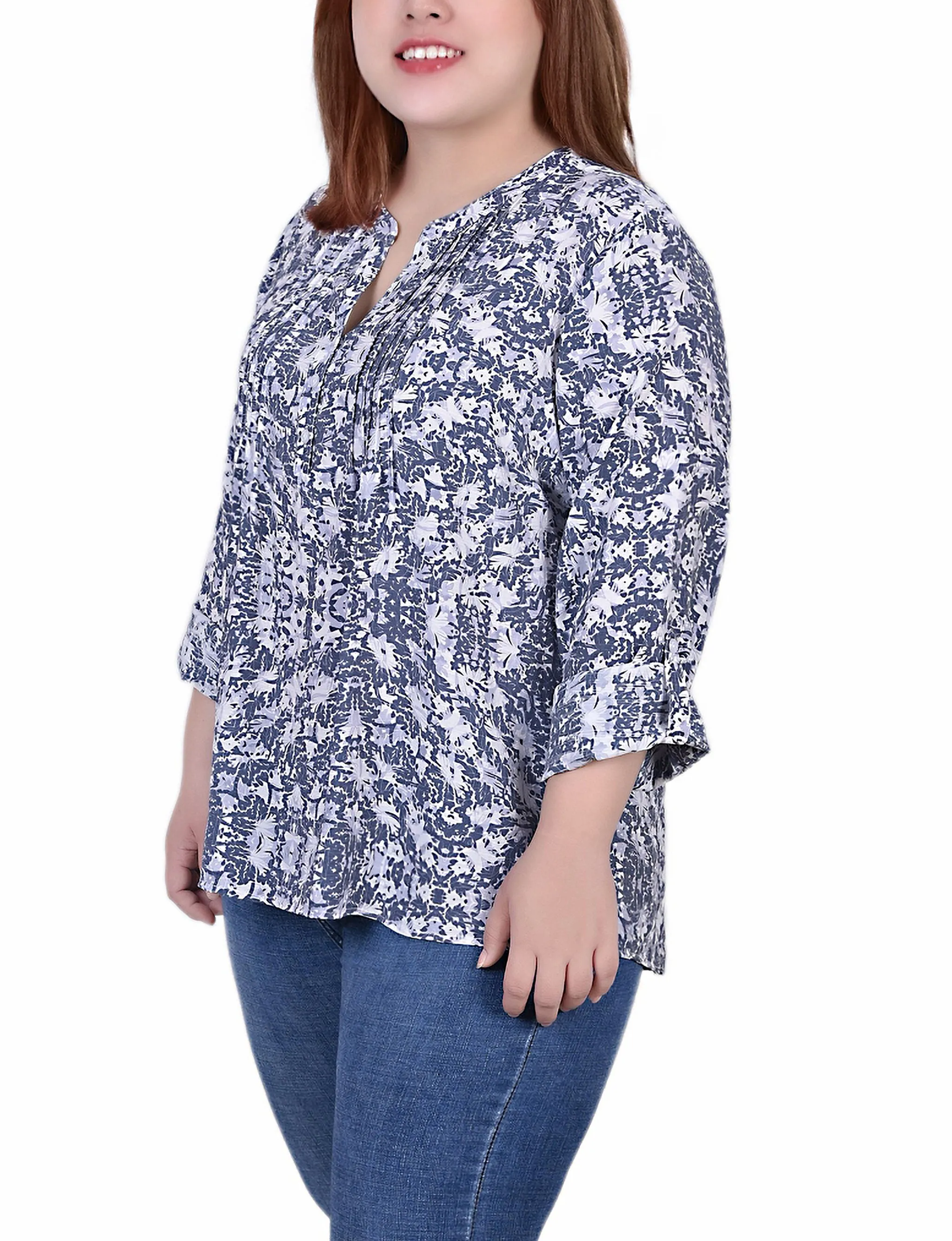 Blouse à manches 3/4 taille plus avec ourlet roulé