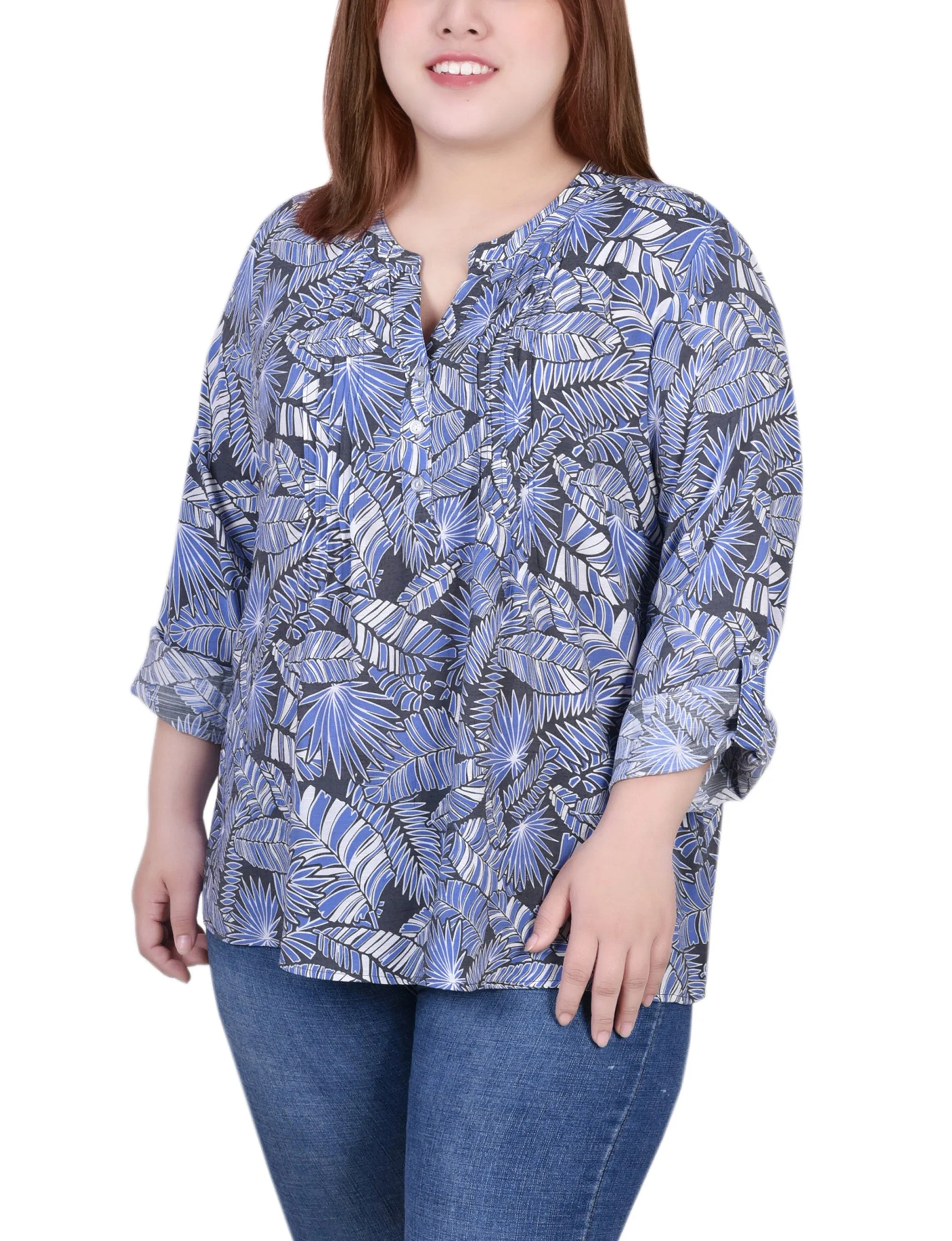 Blouse à manches 3/4 taille plus avec ourlet roulé