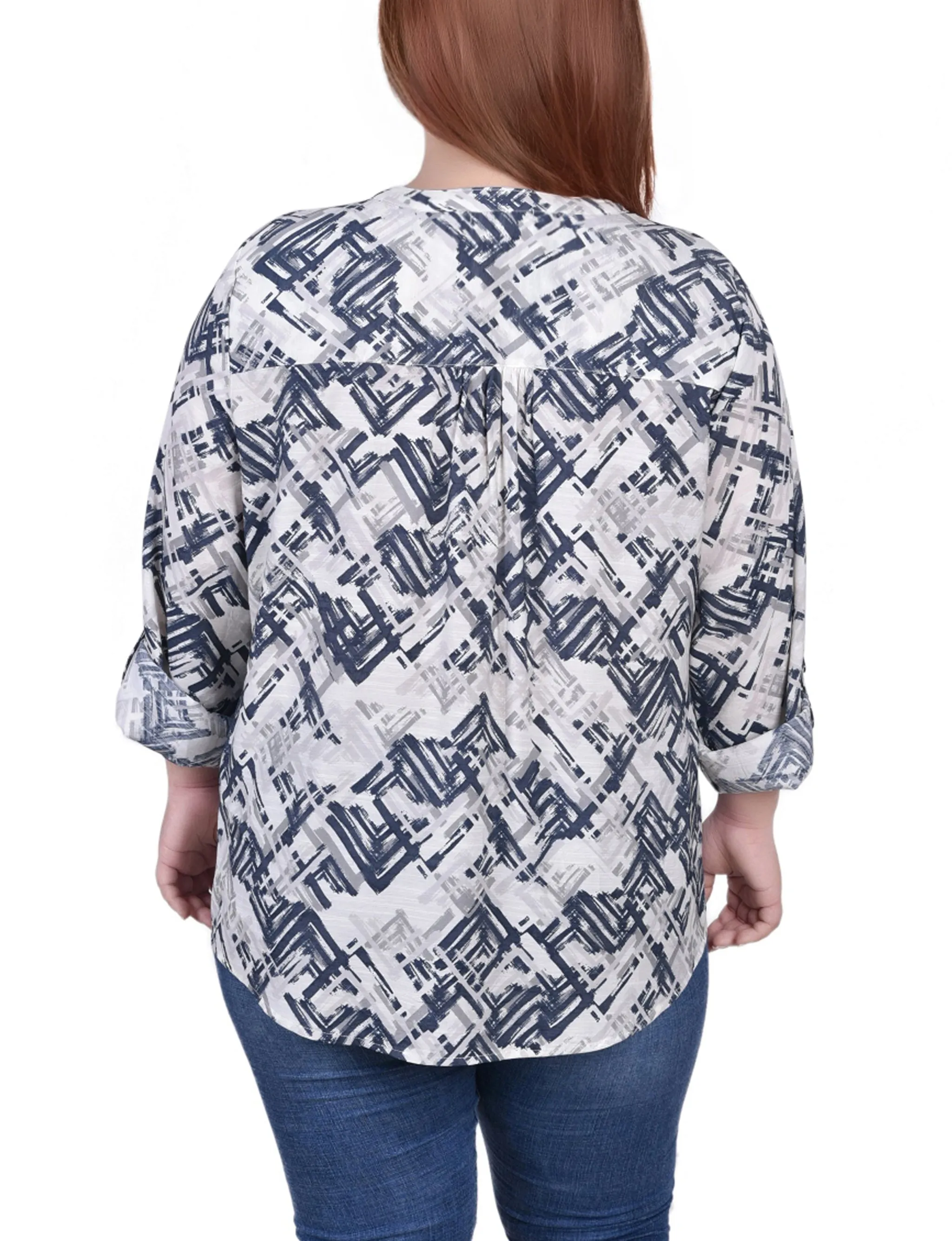 Blouse à manches 3/4 taille plus avec ourlet roulé