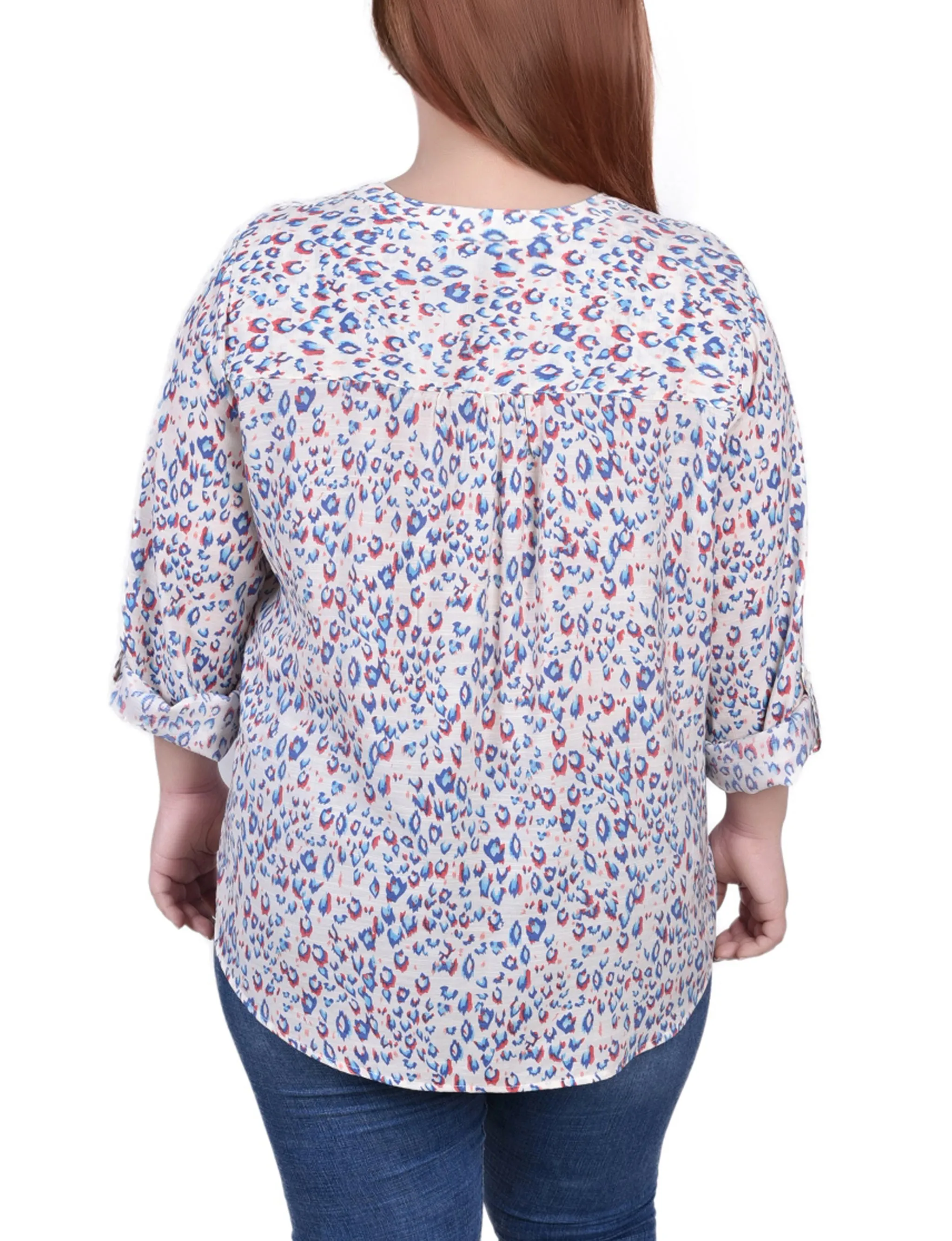 Blouse à manches 3/4 taille plus avec ourlet roulé