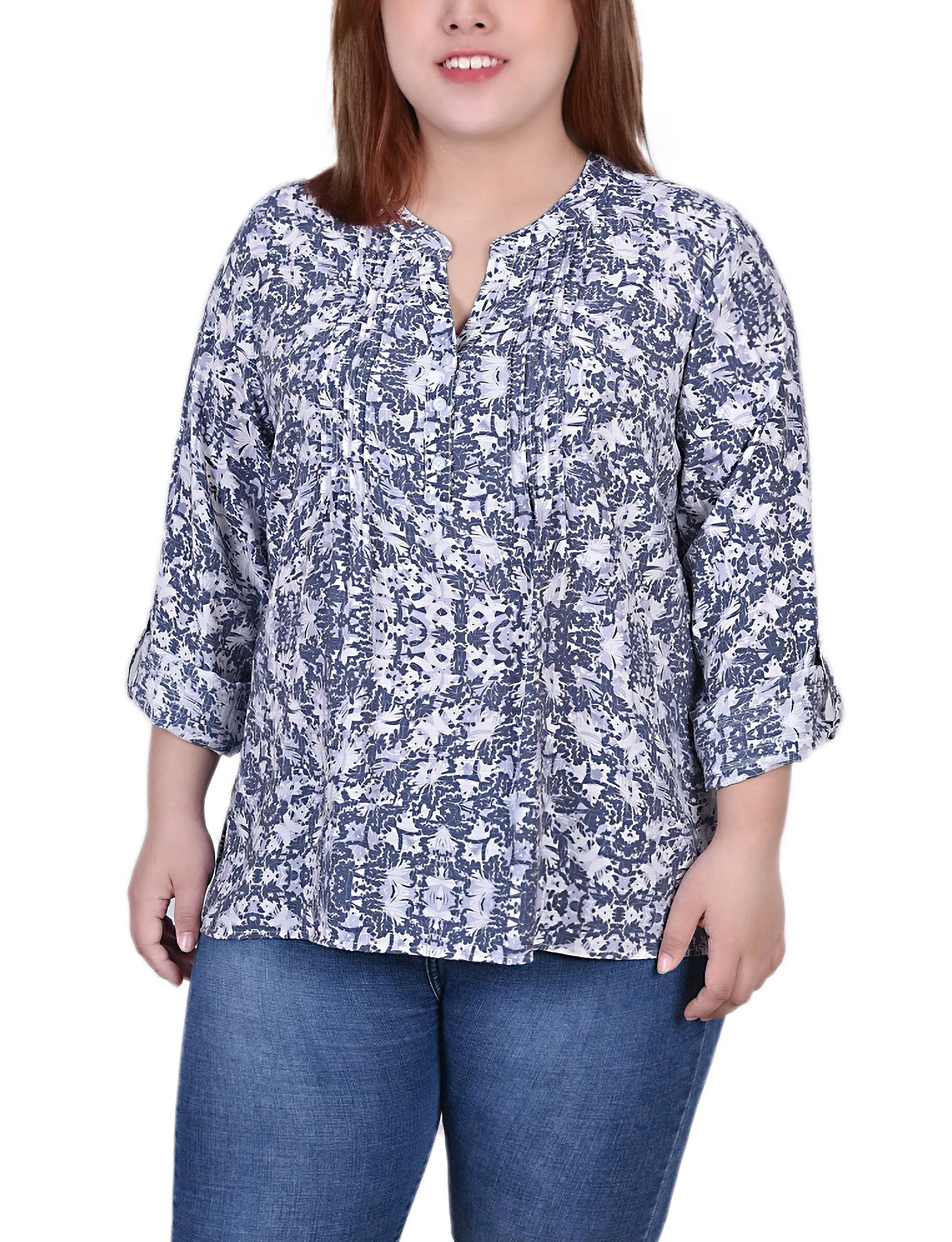 Blouse à manches 3/4 taille plus avec ourlet roulé