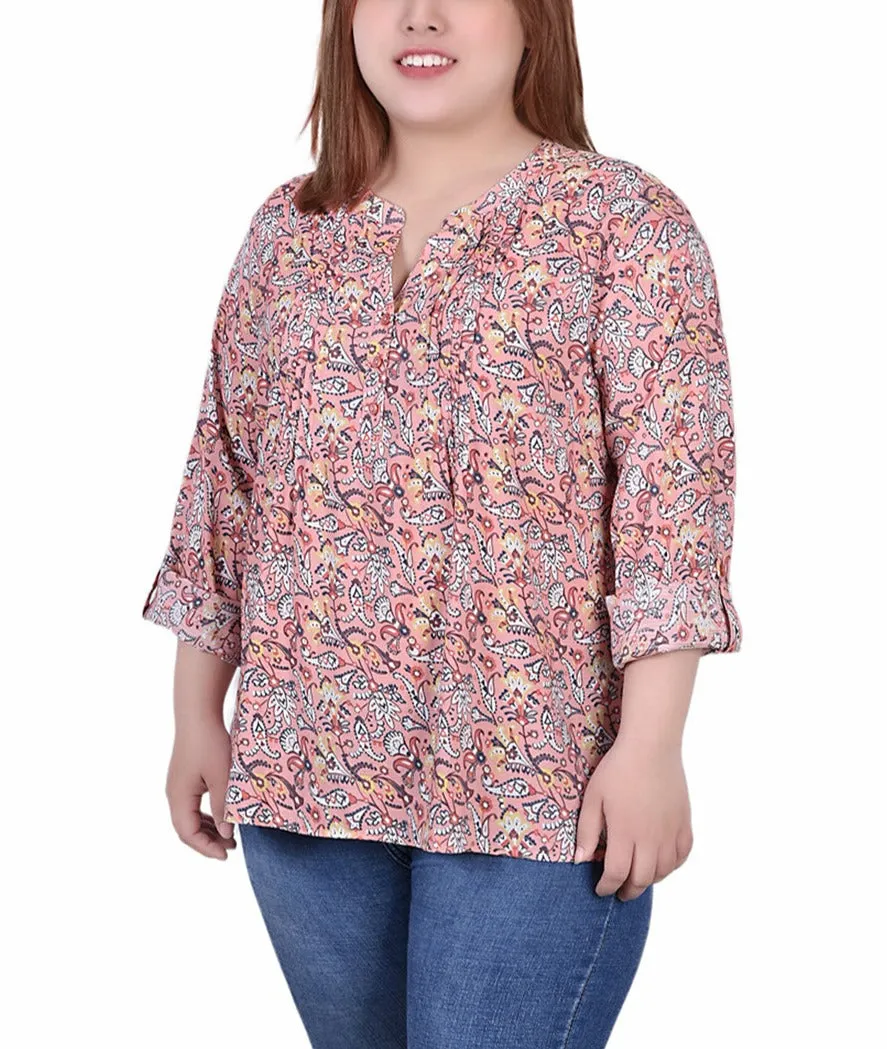 Blouse à manches 3/4 taille plus avec ourlet roulé