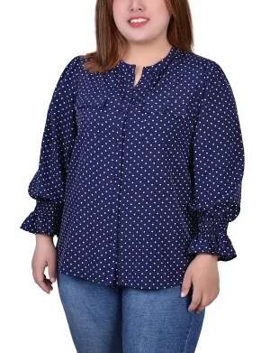 Plus Size Long Sleeve Y Neck Blouse