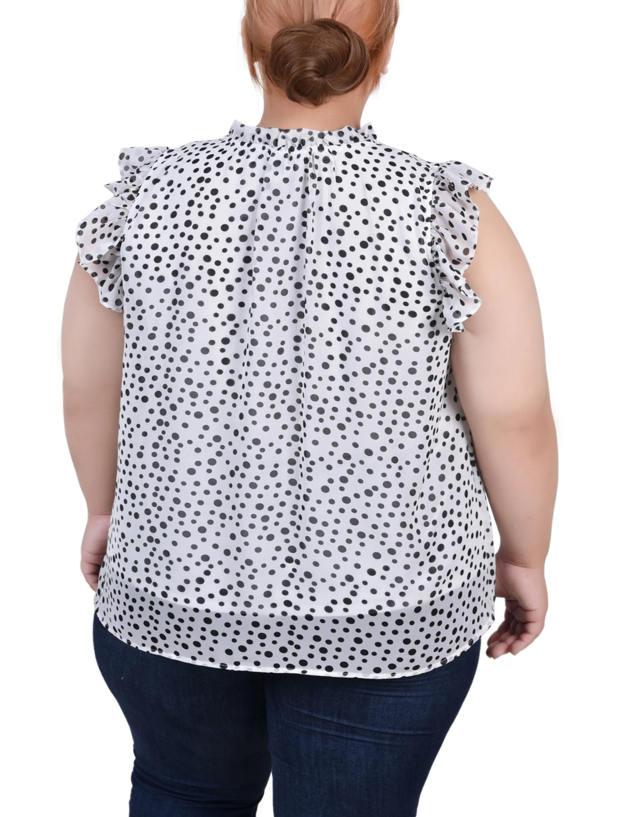 Blouse à manches volantées pour grande taille avec fermeture à nœud
