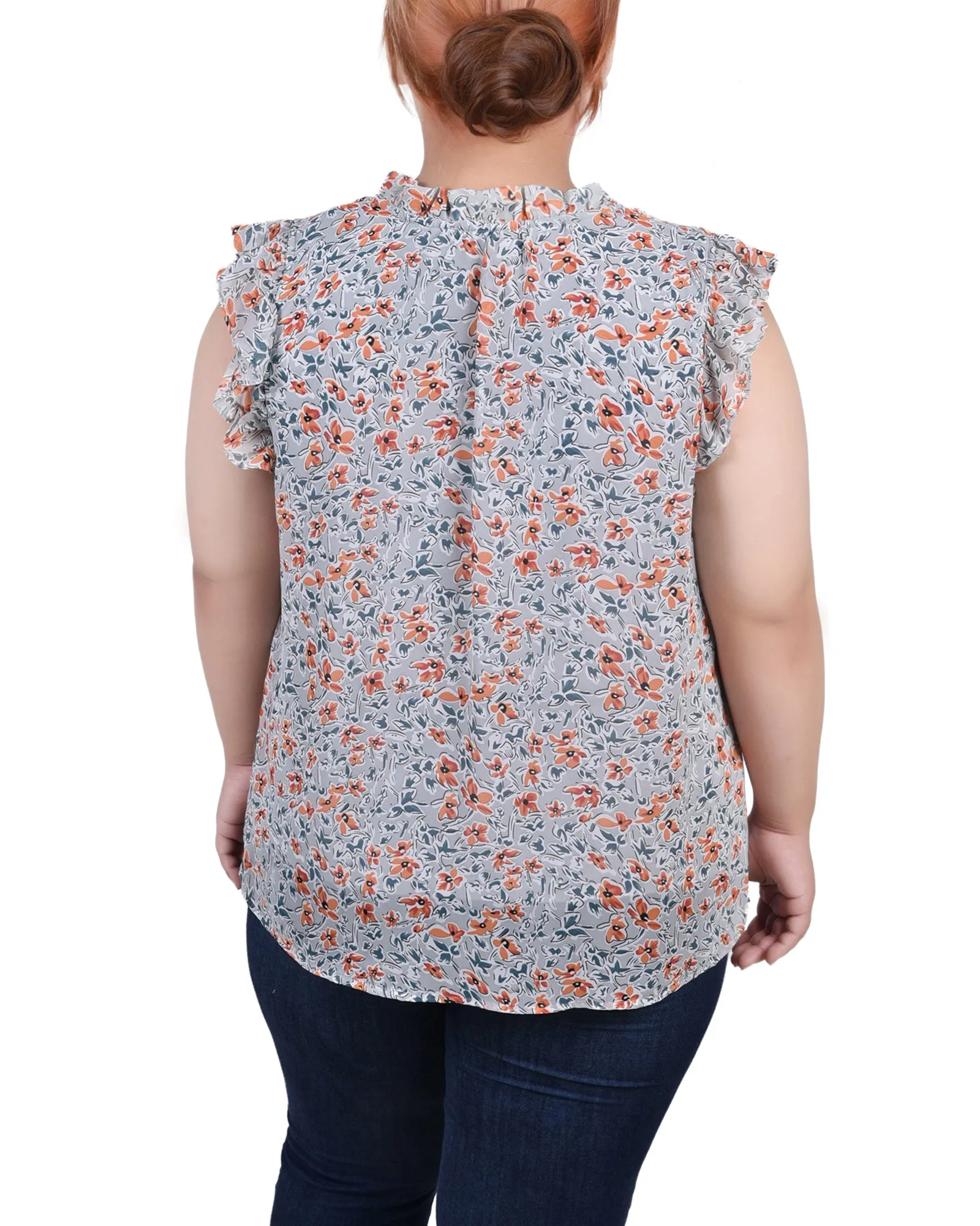 Blouse à manches volantées pour grande taille avec fermeture à nœud