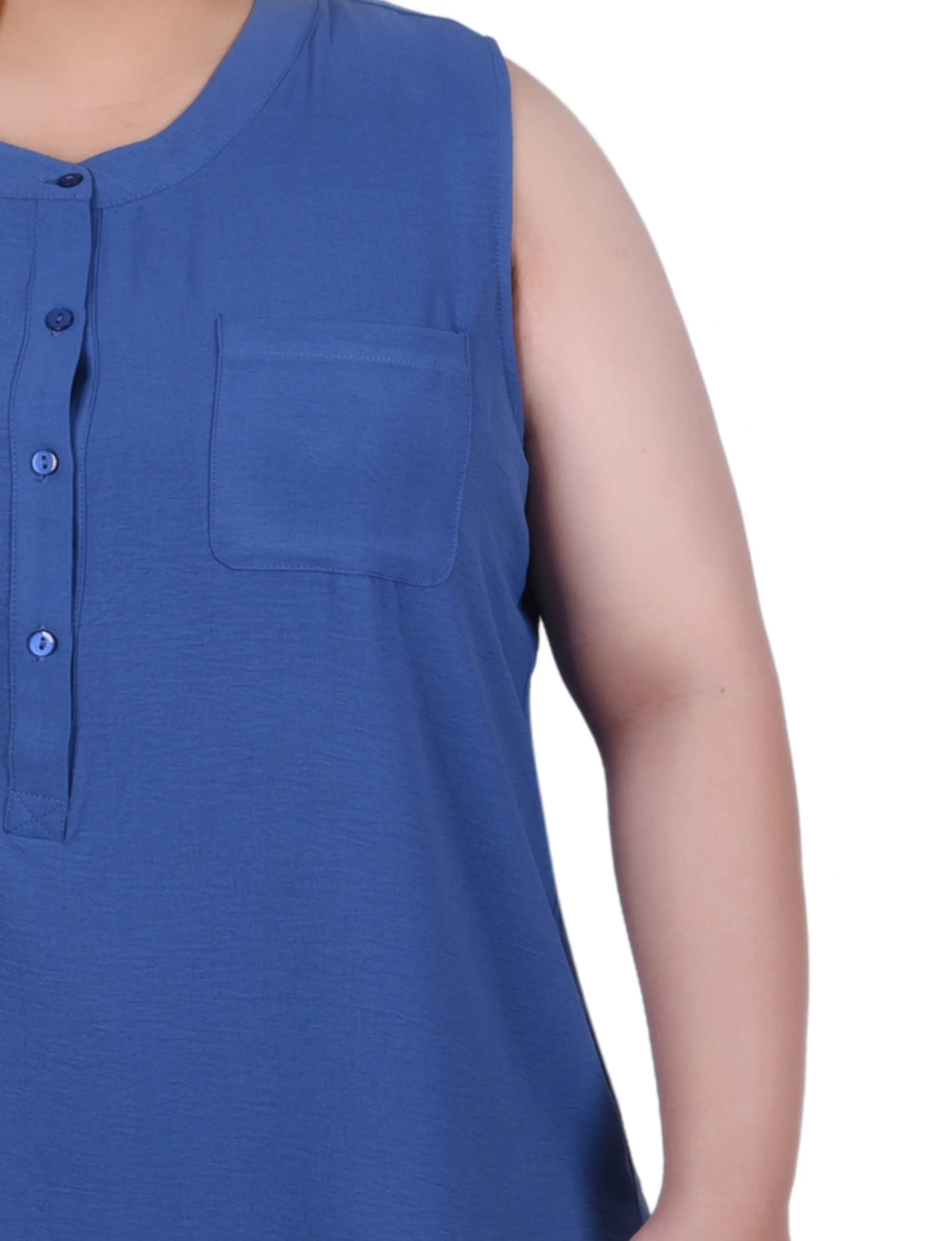Blouse aérée sans manches pour grandes tailles