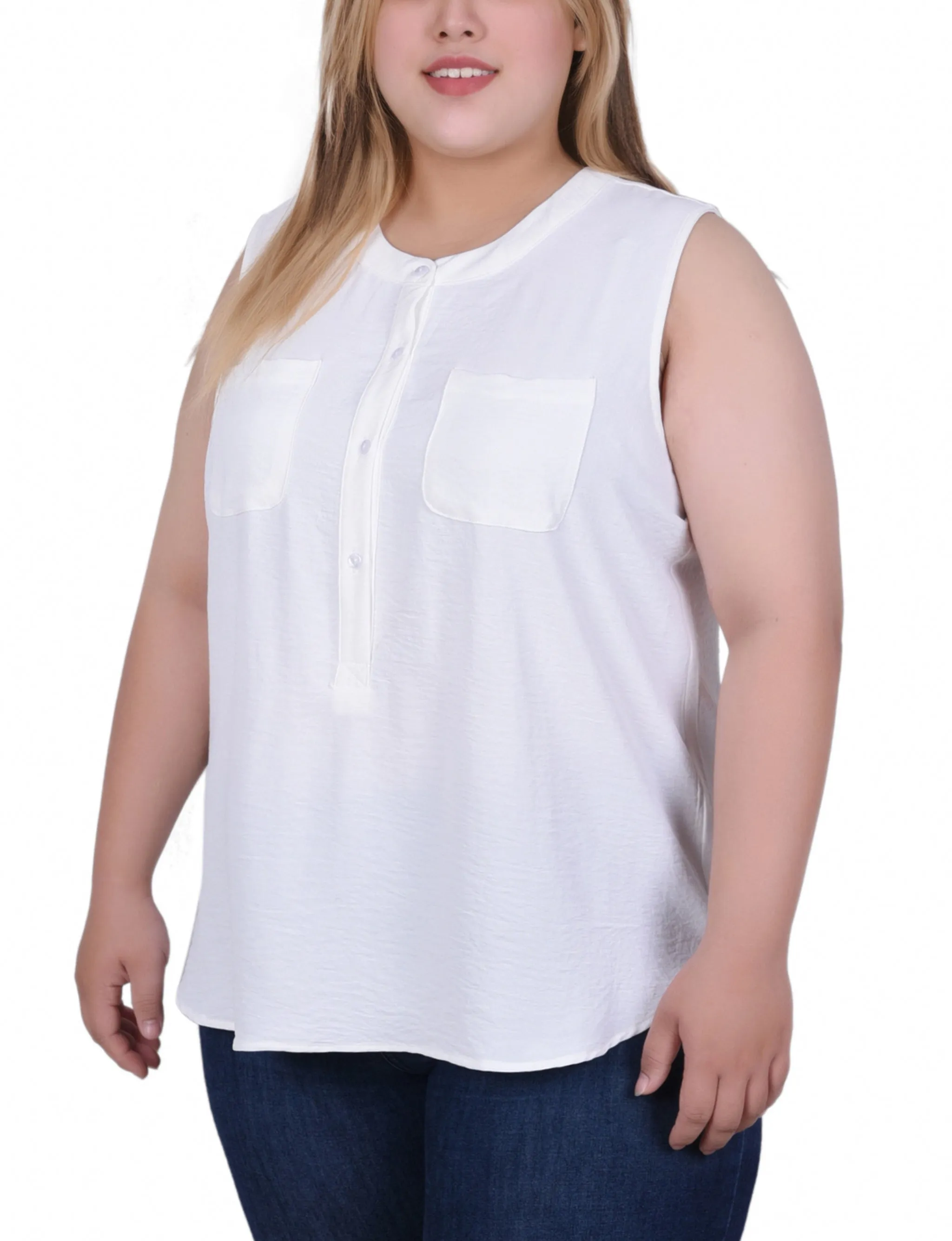 Blouse aérée sans manches pour grandes tailles