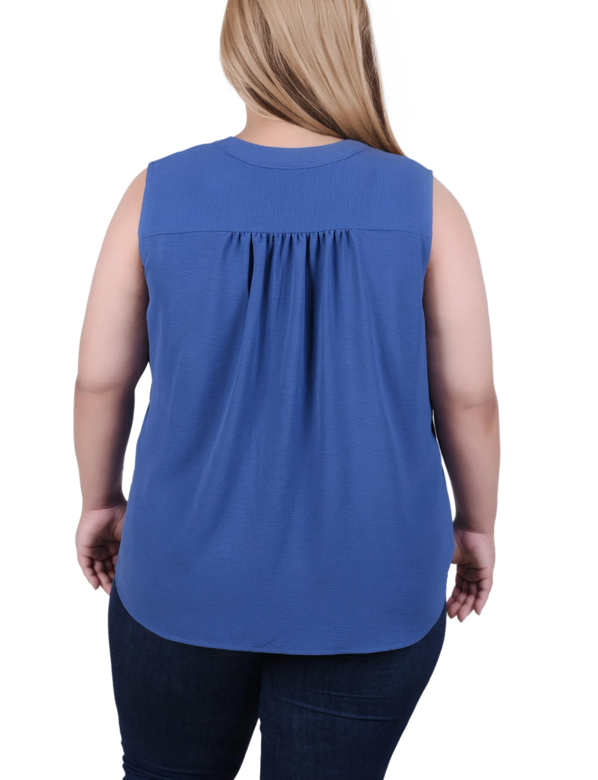 Blouse aérée sans manches pour grandes tailles