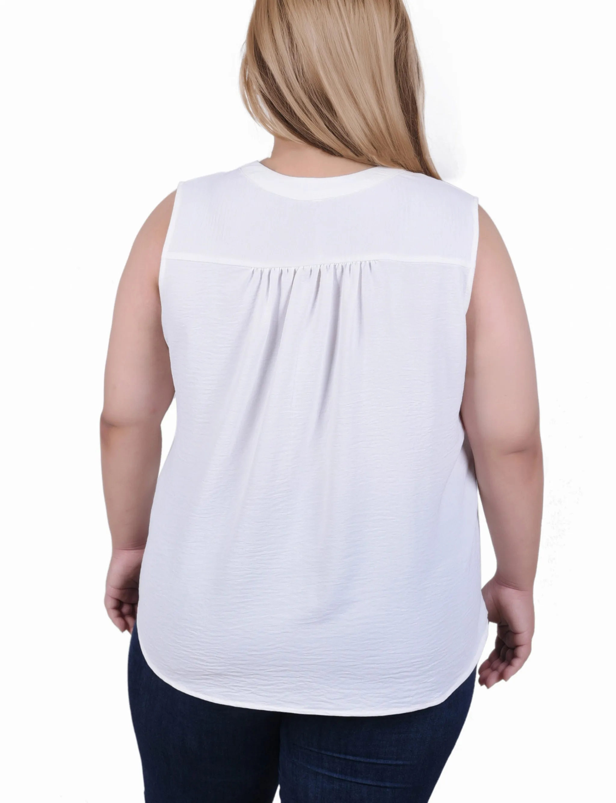 Blouse aérée sans manches pour grandes tailles