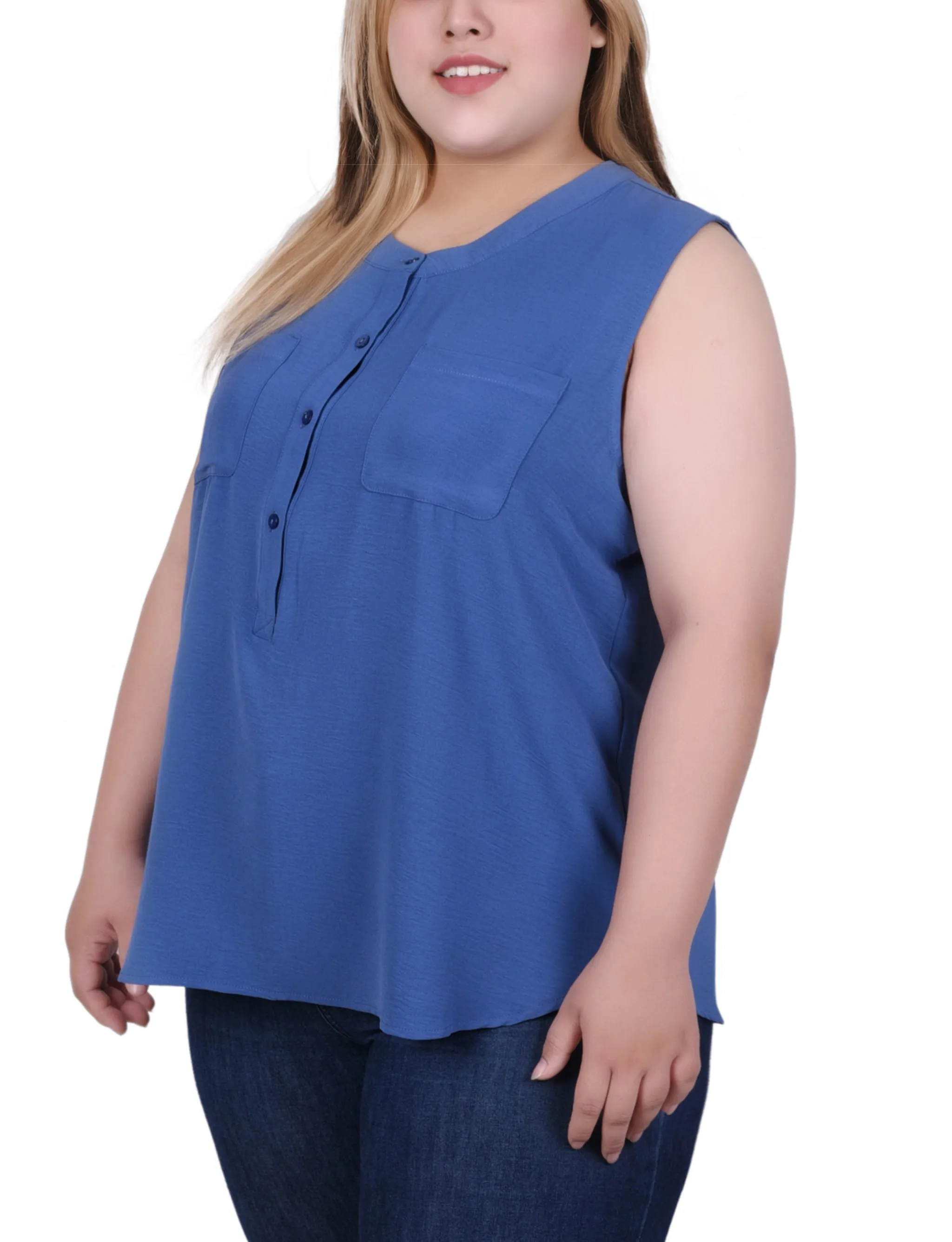 Blouse aérée sans manches pour grandes tailles
