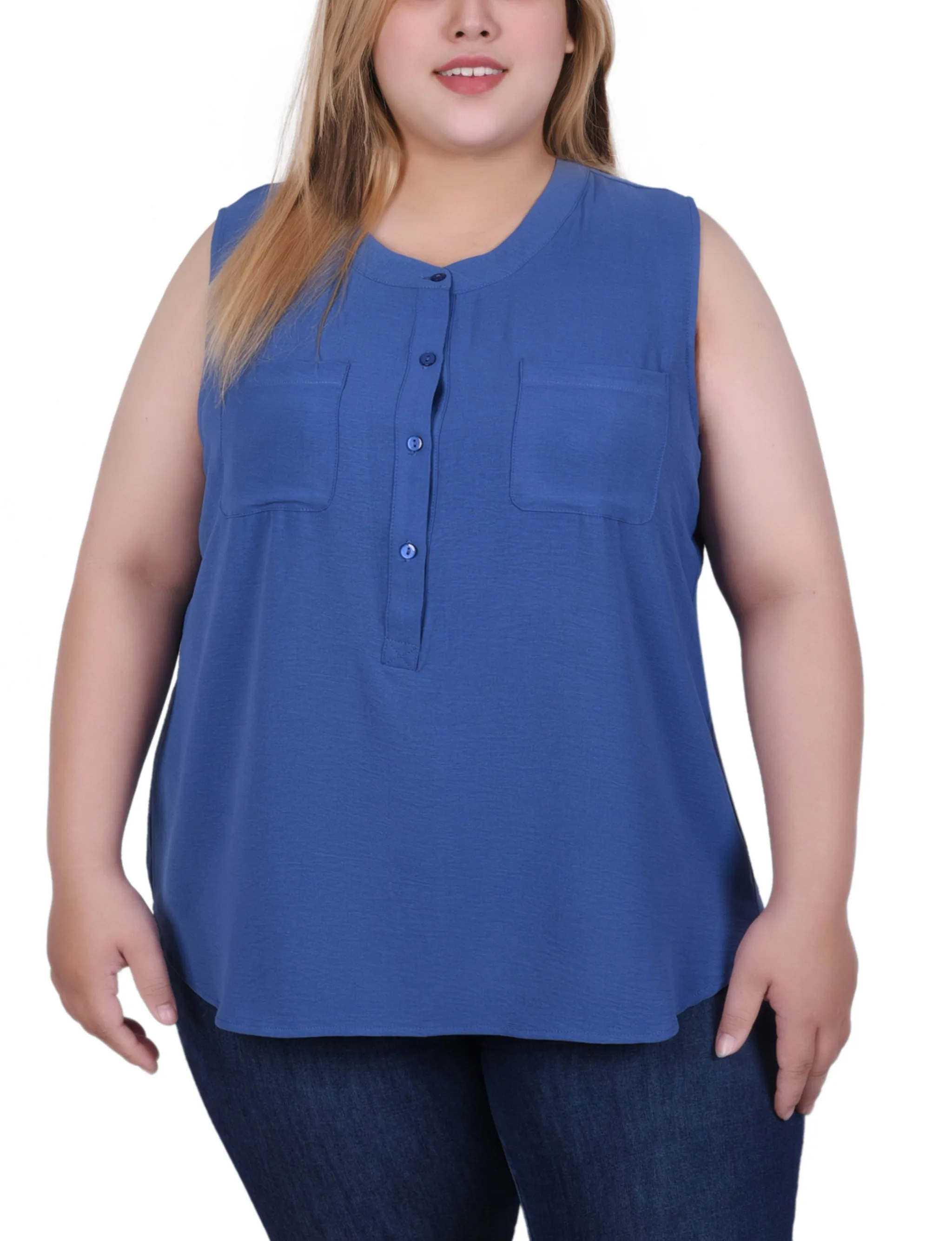 Blouse aérée sans manches pour grandes tailles