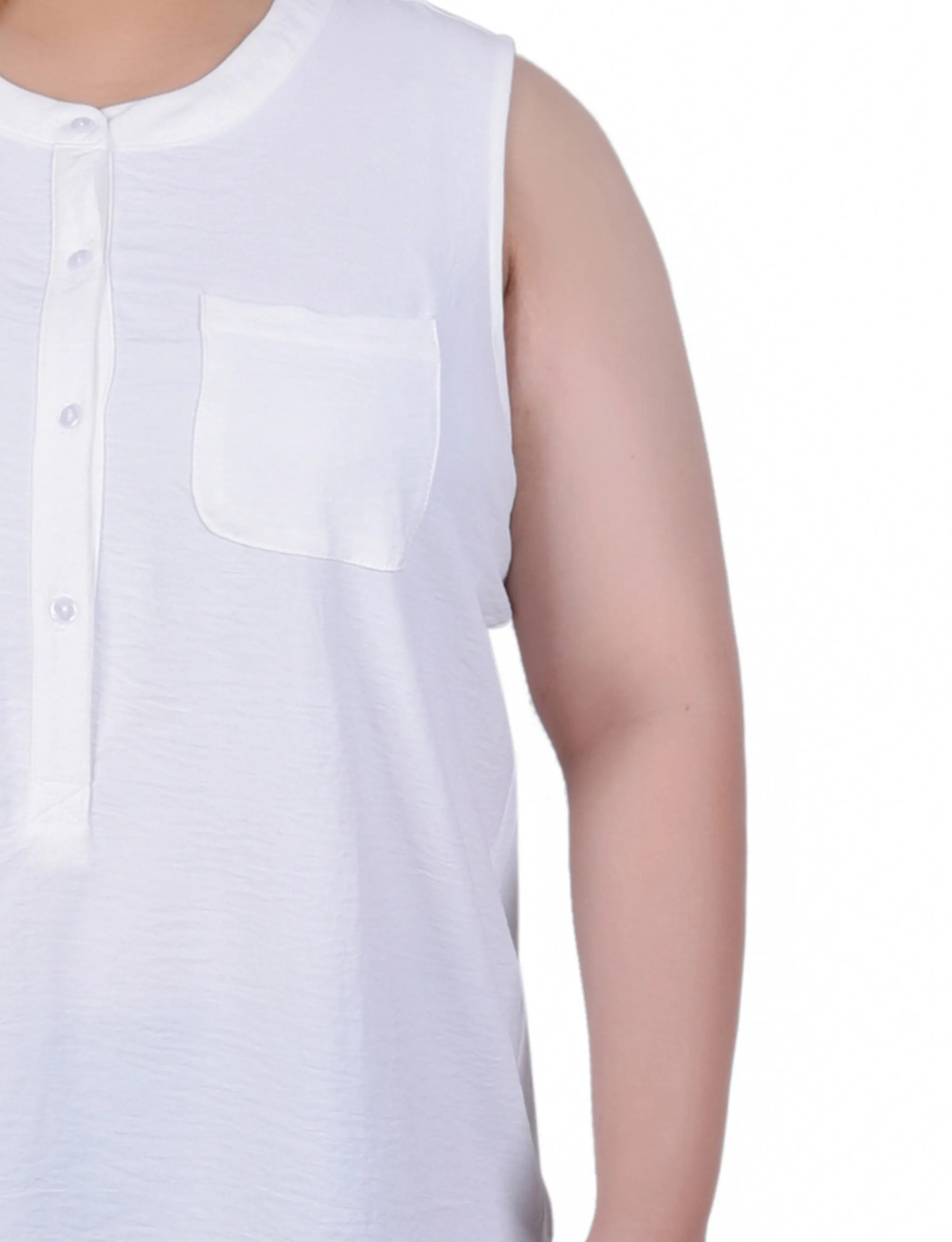 Blouse aérée sans manches pour grandes tailles