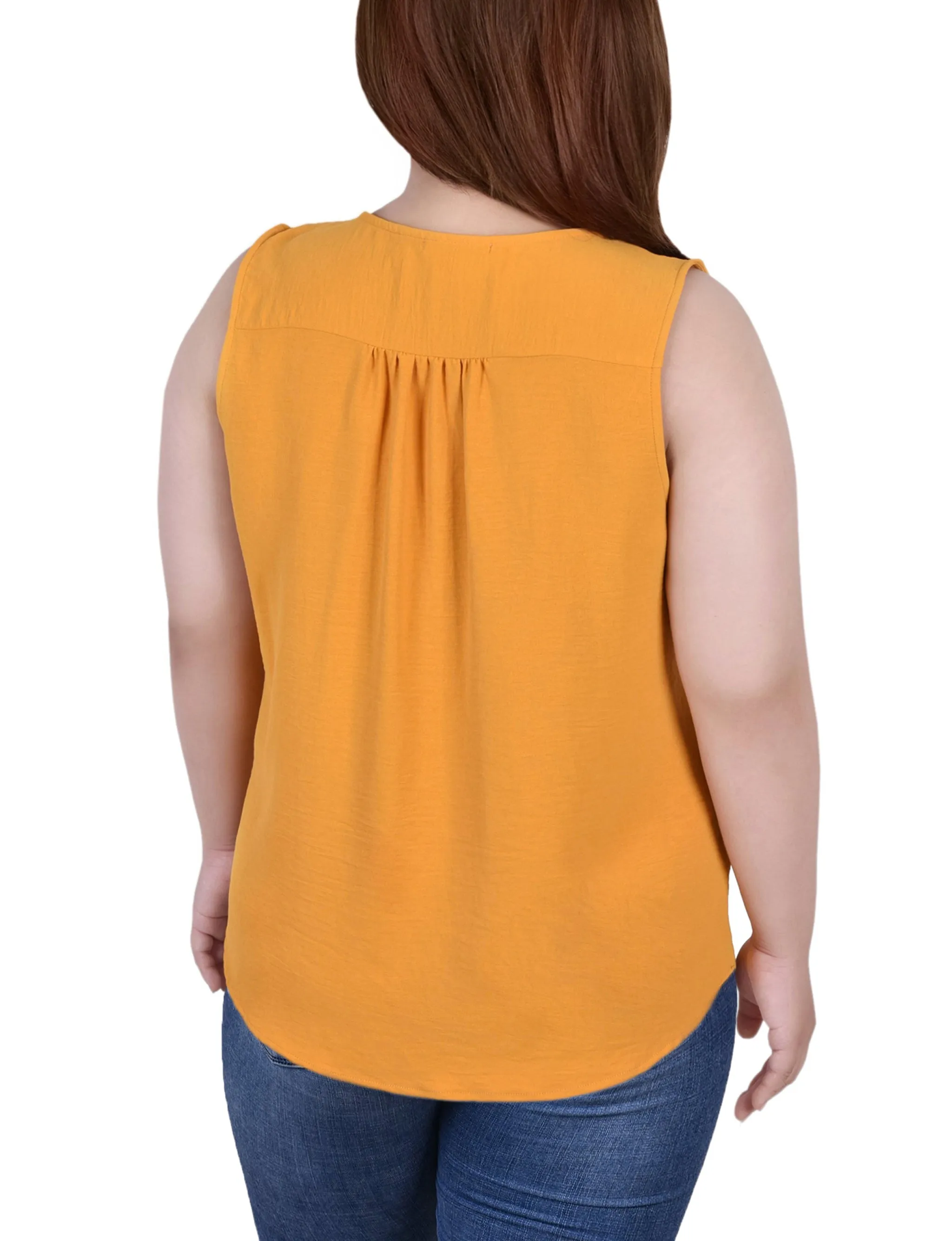 Blouse sans manches à boutonnage devant grande taille