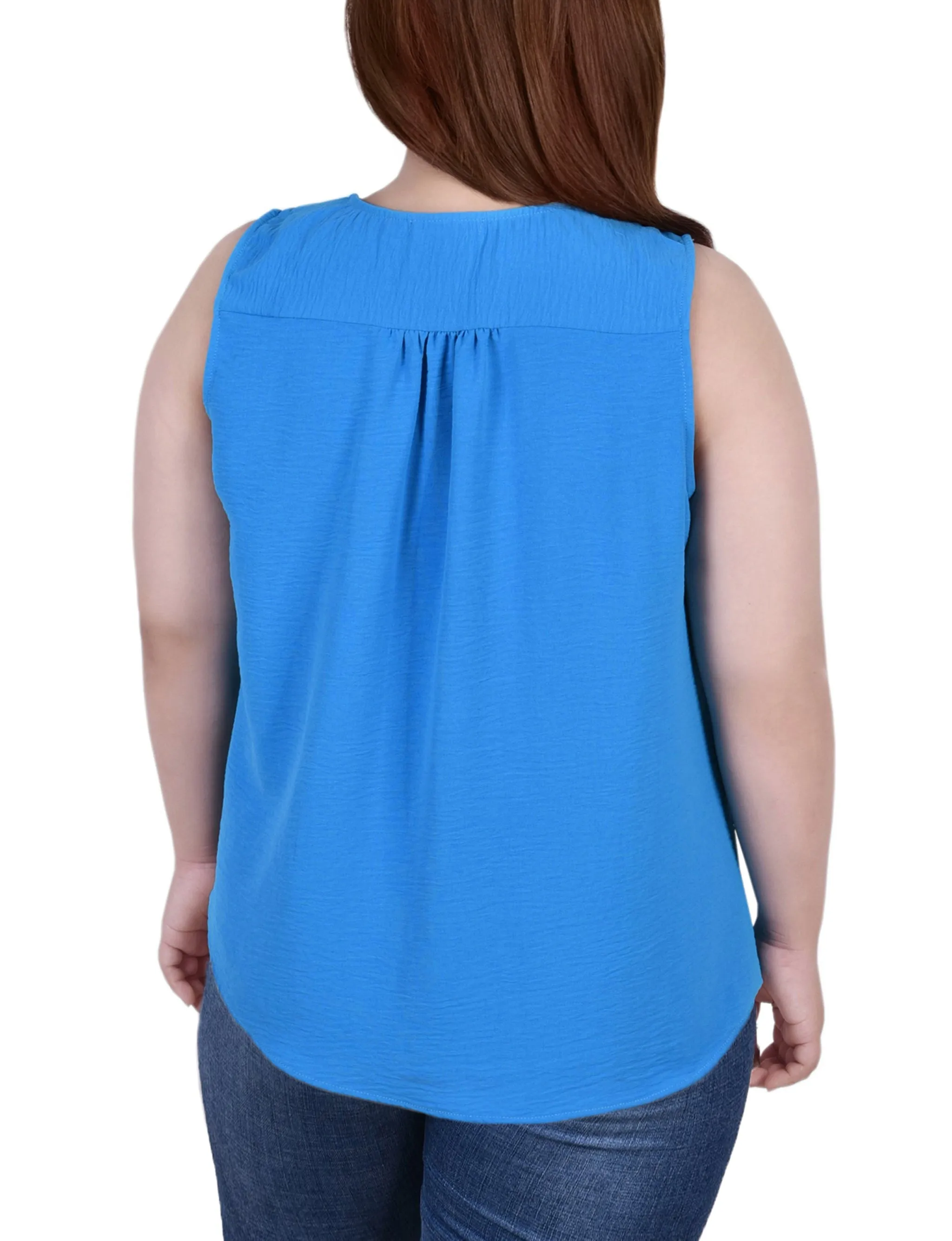 Blouse sans manches à boutonnage devant grande taille