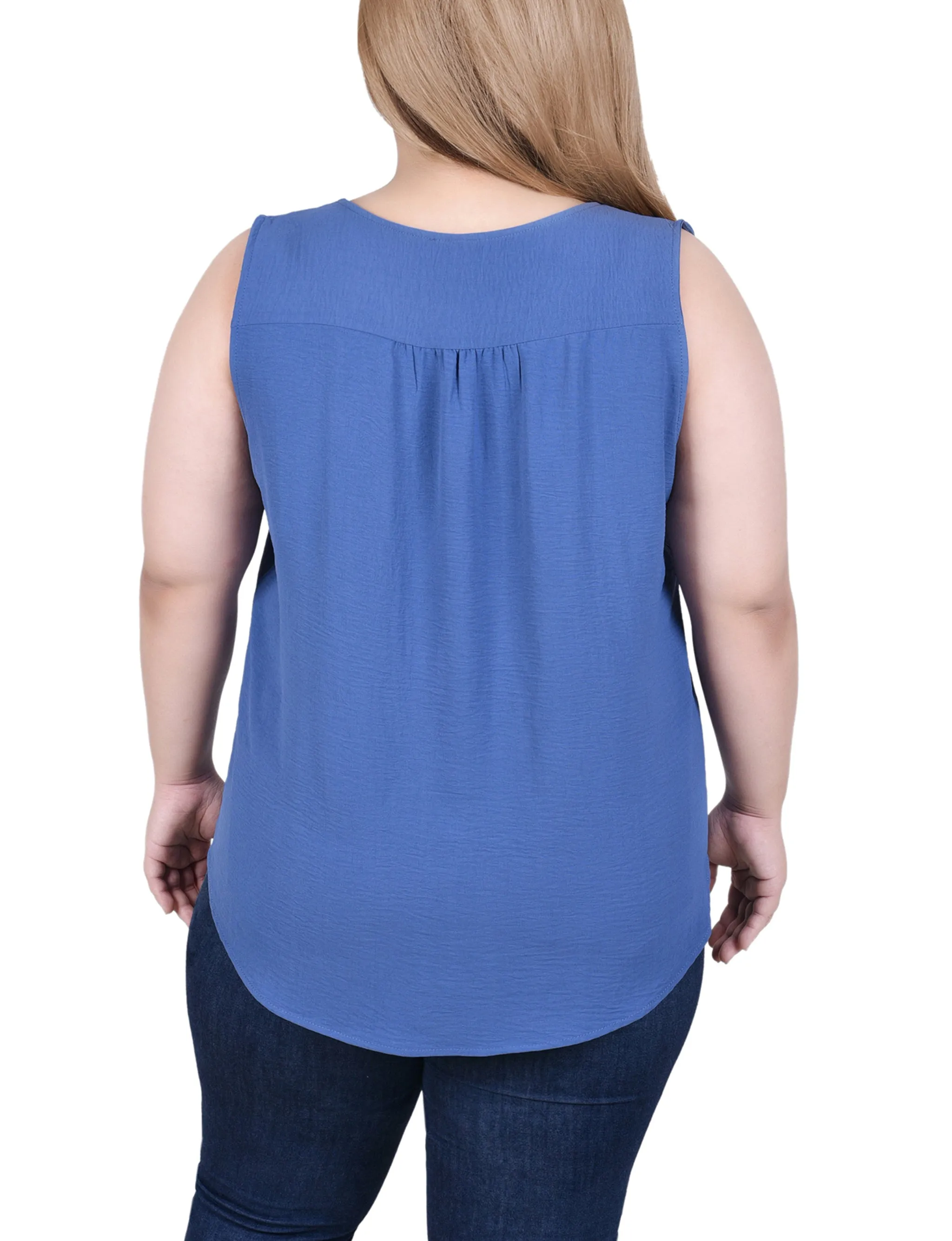 Blouse sans manches à boutonnage devant grande taille