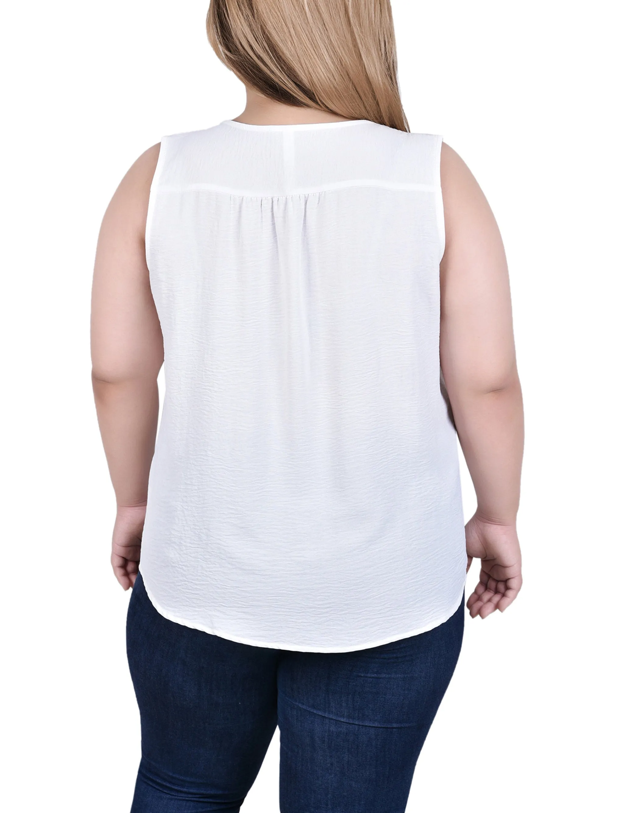 Blouse sans manches à boutonnage devant grande taille