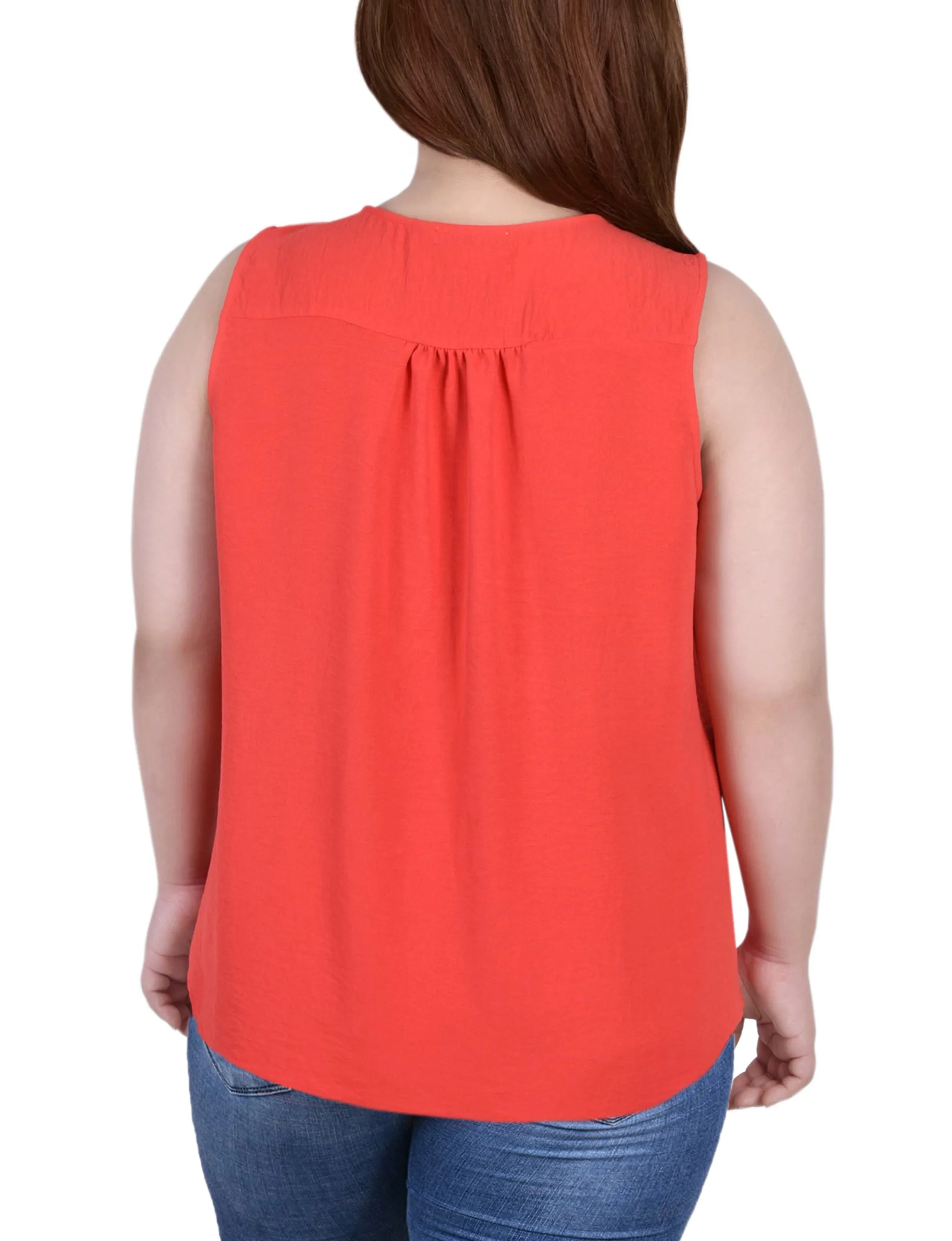 Blouse sans manches à boutonnage devant grande taille