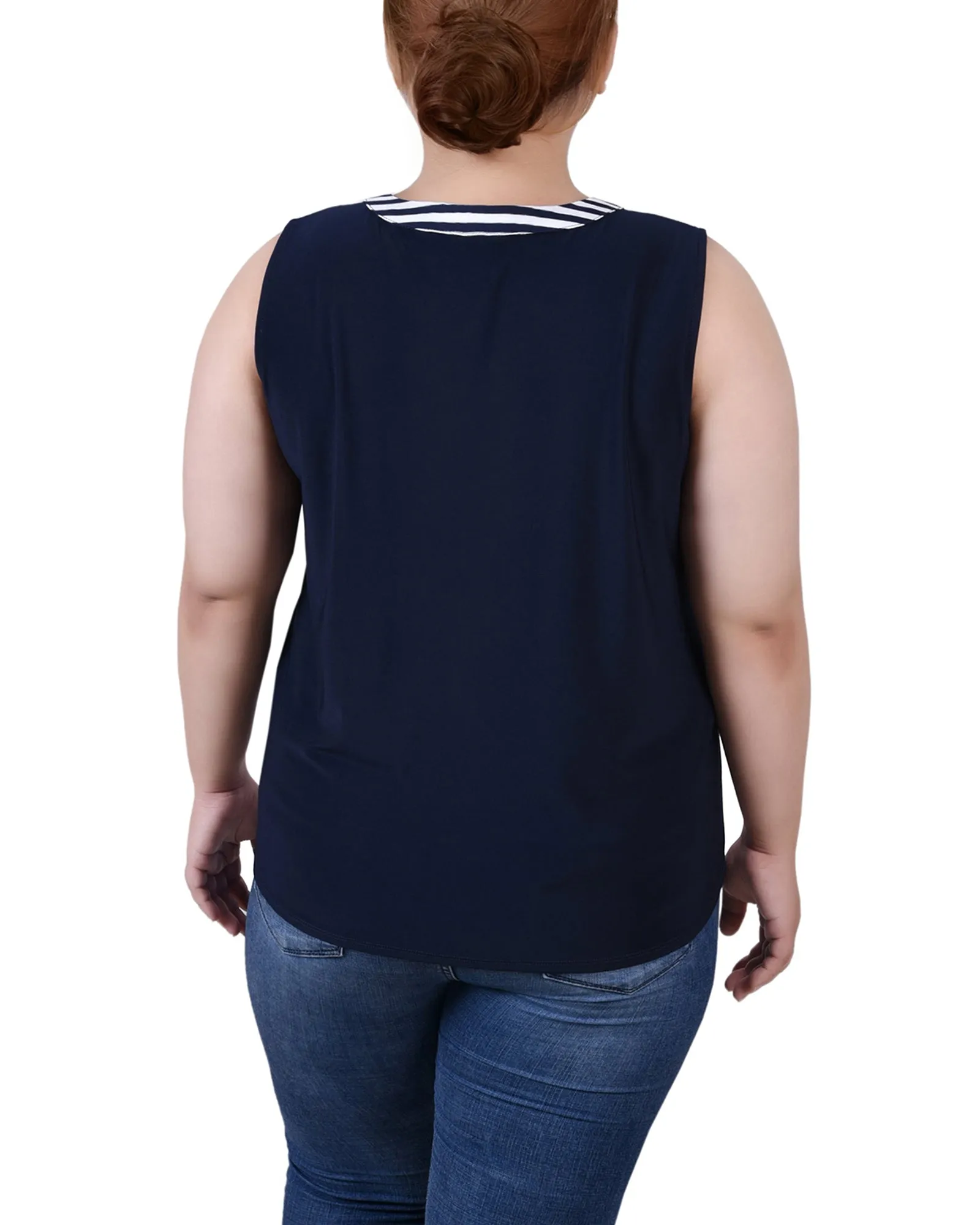 Blouse combinée sans manches à encolure en Y pour grandes tailles