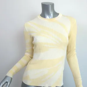 Proenza Schouler Tie Dye Long Sleeve Top Yellow Cotton-Blend Size Extra Small