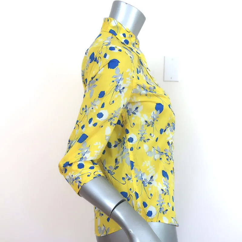 R13 Chemise à col exagéré Imprimé floral jaune en coton Taille S NEUF