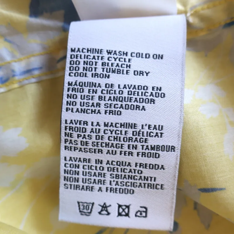 R13 Chemise à col exagéré Imprimé floral jaune en coton Taille S NEUF
