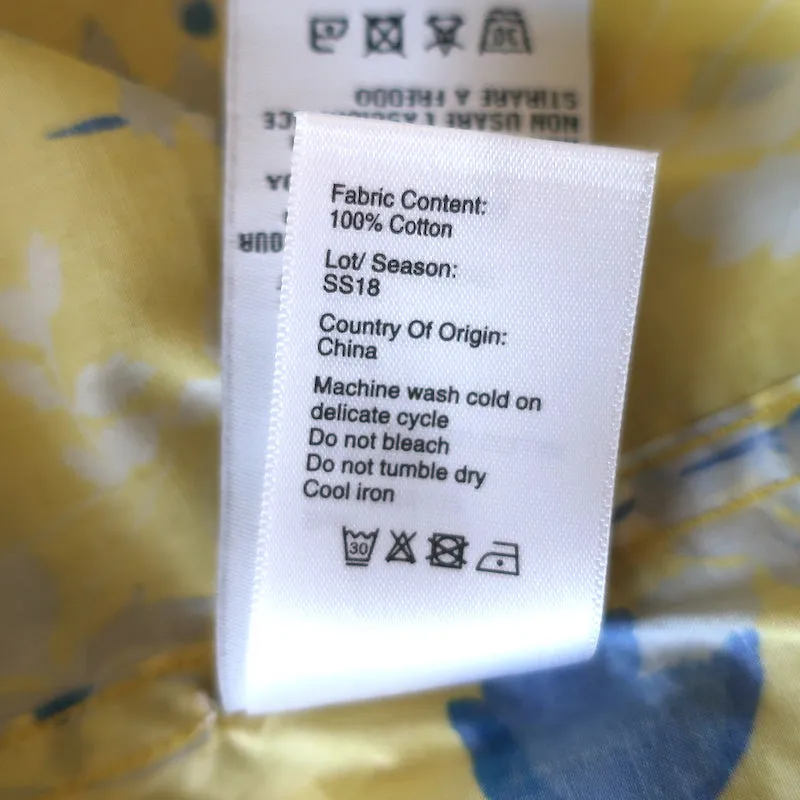 R13 Chemise à col exagéré Imprimé floral jaune en coton Taille S NEUF