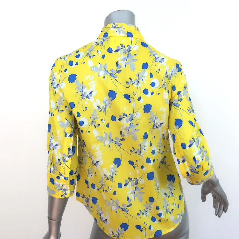 R13 Chemise à col exagéré Imprimé floral jaune en coton Taille S NEUF