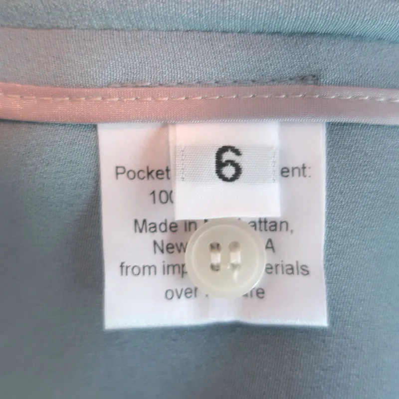 Rachel Comey Blouse à Volants Bleue en Soie Taille 6 Haut à Manches Longues avec Découpes