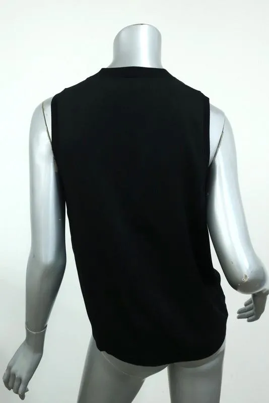 Rag & Bone Hart Collier Tank Top Noir en Jersey à Côtes Taille Medium Haut Sans Manches à Drapé