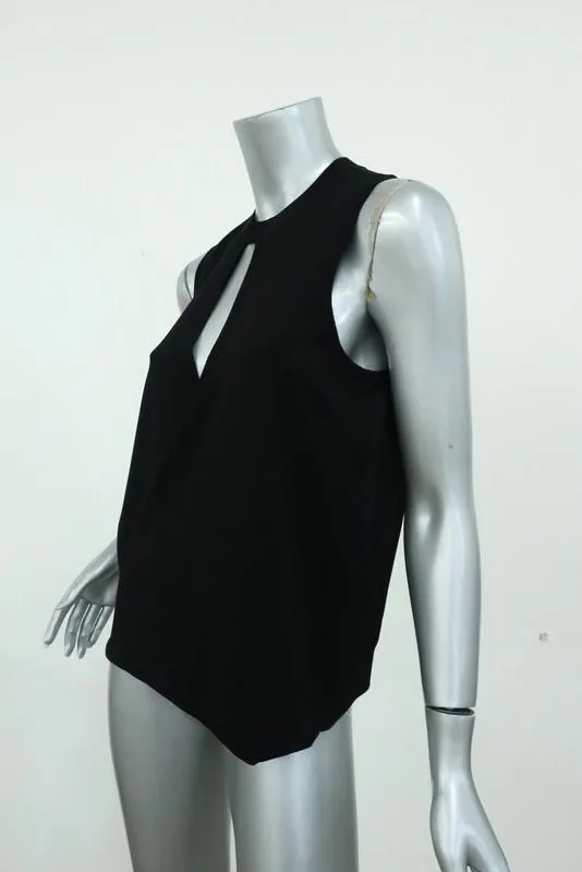 Rag & Bone Hart Collier Tank Top Noir en Jersey à Côtes Taille Medium Haut Sans Manches à Drapé