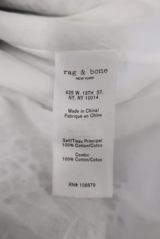 Rag & Bone Haut décolleté Flavia Blanc/Noir en coton à œillets Taille Très Petite