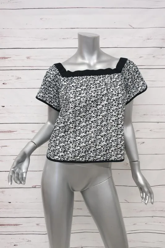 Rag & Bone Haut décolleté Flavia Blanc/Noir en coton à œillets Taille Très Petite