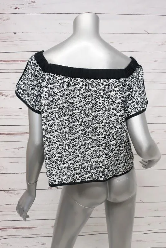 Rag & Bone Haut décolleté Flavia Blanc/Noir en coton à œillets Taille Très Petite