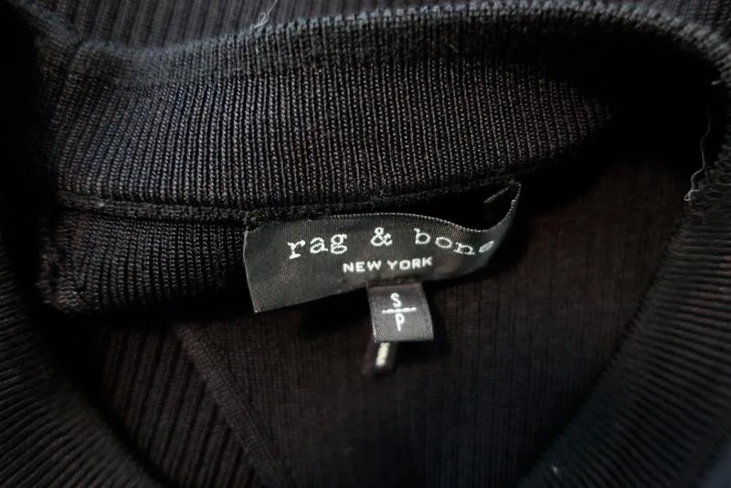 Rag & Bone Débardeur Darcie Satin Marine & Maille Côtelée Noire Taille Petit Haut Sans Manches