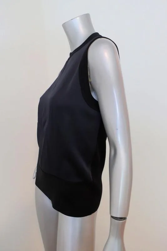 Rag & Bone Débardeur Darcie Satin Marine & Maille Côtelée Noire Taille Petit Haut Sans Manches