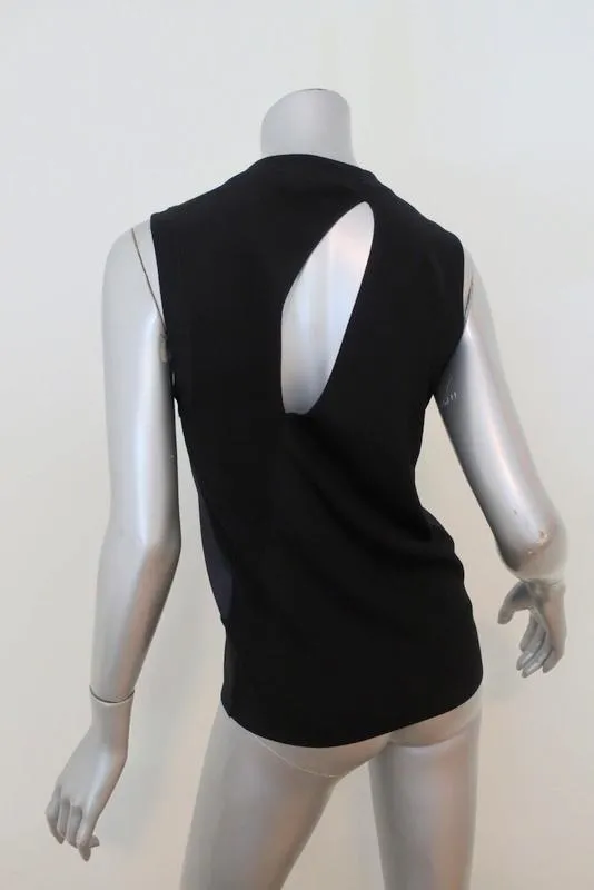 Rag & Bone Débardeur Darcie Satin Marine & Maille Côtelée Noire Taille Petit Haut Sans Manches