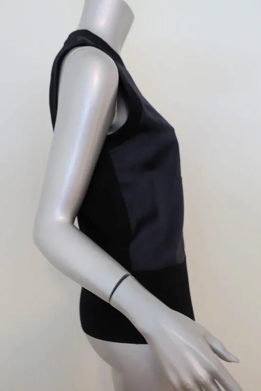 Rag & Bone Débardeur Darcie Satin Marine & Maille Côtelée Noire Taille Petit Haut Sans Manches