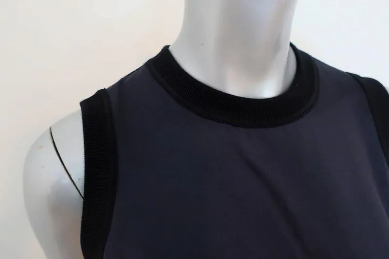 Rag & Bone Débardeur Darcie Satin Marine & Maille Côtelée Noire Taille Petit Haut Sans Manches