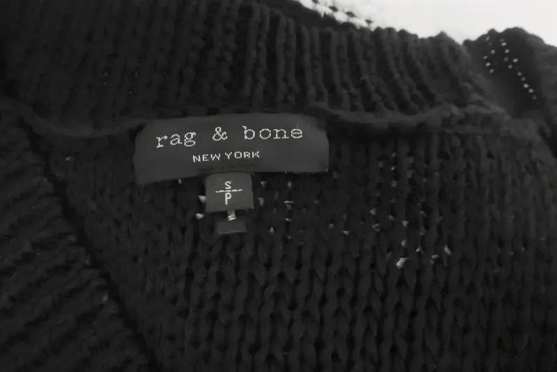 Gilet Rag & Bone Top Dina Noir/Blanc Rayé en Mélange de Coton Taille Petit