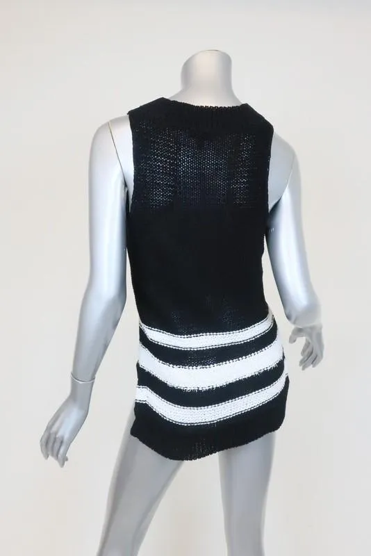 Gilet Rag & Bone Top Dina Noir/Blanc Rayé en Mélange de Coton Taille Petit
